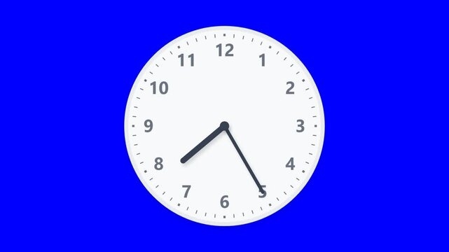 Analog clock moving hands over blue background
