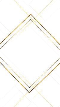 A refined gold rhombus frame overlaps white panels and diagonal structures around the center. Ideal for premium logos, certificates, anniversary greetings, business slides, and graceful motion design.
