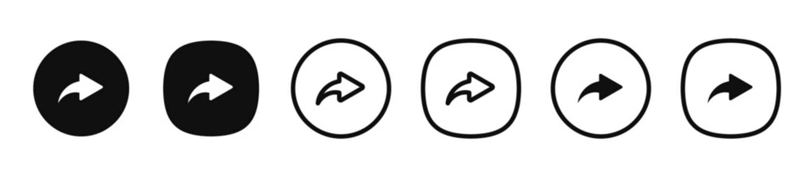 Curved return arrow icon set in outline and solid styles. Udo button