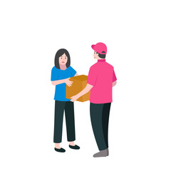 Fototapeta premium Courier Handing Delivery Package To Customer