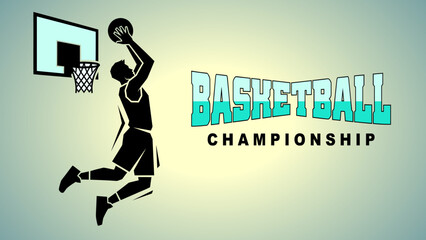 Flat vector illustration of a basketball player making a slam dunk. Perfect for basketball tournaments, sports championships, athletic events, team promotions, and fitness campaigns.  © Tamar