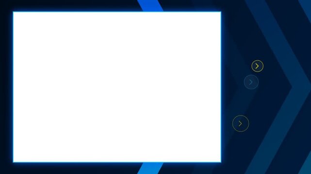 Neon blue abstract frame with animated arrow icon