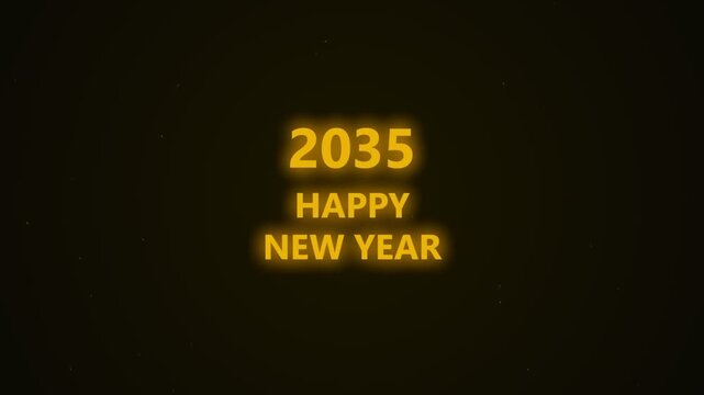 2035 happy new year neon glowing golden greeting
