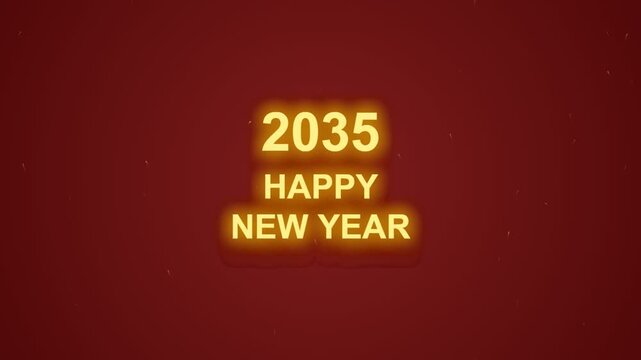 2035 happy new year neon sign glowing text effect