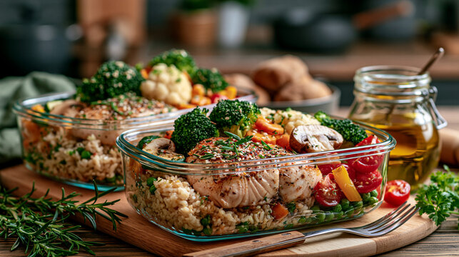 Healthy meal prep containers supporting portion control, nutrition planning and sustainable weight loss.