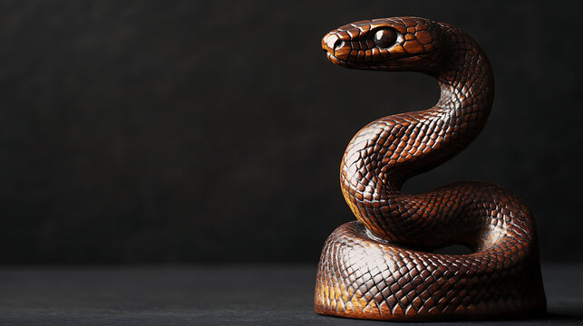  Snake coiled on dark background