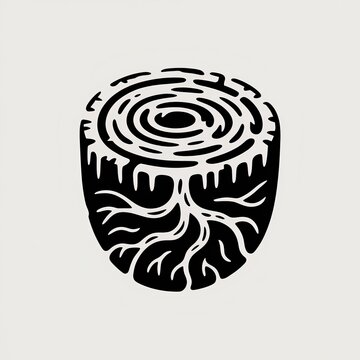Tree stump logo icon. Ancient wood log symbol for nature and forestry branding.