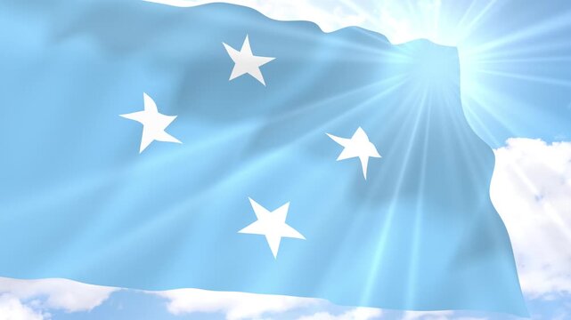 Micronesia Flag Seamless Loop 4k 60fps on Sky Background