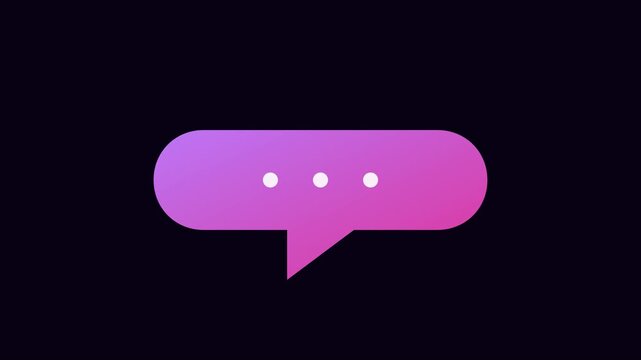 Animated gradient speech bubble with typing dots for digital communication and social media messaging animation 4k