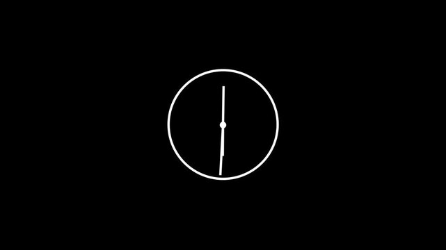 Time lapse of spinning clock animation in 12 Hour. Seamless motion animated clock animation, with 4k video animation and black background.
