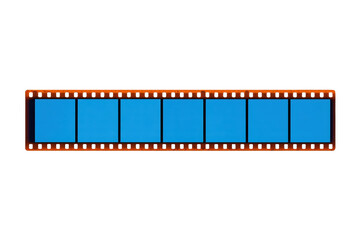 Fototapeta premium Blue framed film strip with six blank panels