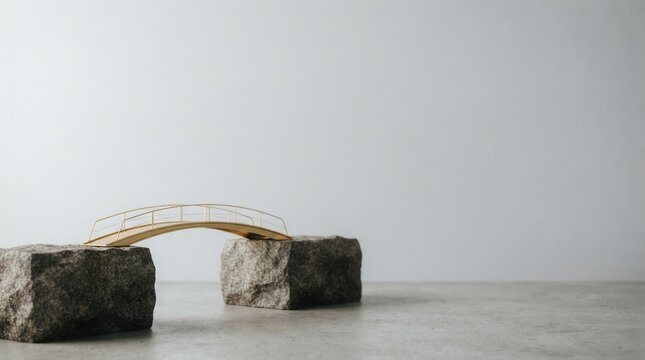 Minimalist Stone Bridge Arch on Simple Background.