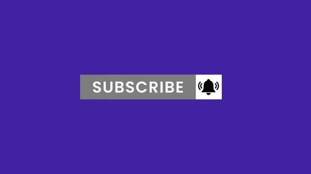 Animated Subscribe Button Click, Bell Notification Icon Activation for YouTube Call to Action on Purple Background