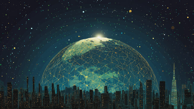 Smart digital Innovation city with connection network reciprocity over the city of future smart wireless digital city and social media networking systems that connects people with in city
