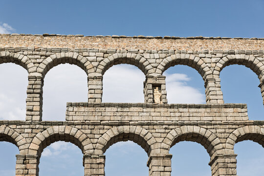 Segovia, spain; 07 25 2026 ancient roman aqueduct arches in segovia, spain