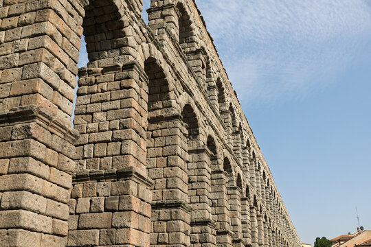Segovia, spain; 07 25 2026 ancient roman aqueduct arches in segovia spain