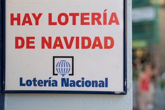 Segovia, spain; 07 25 2026 lottery office sign promoting christmas lottery in segovia