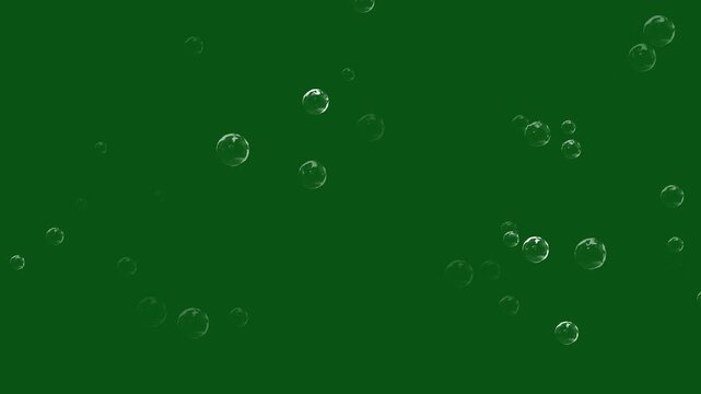 Soap Bubbles Floating on Green Screen Loop Animation with Transparent Bubble Overlay Motion Graphics