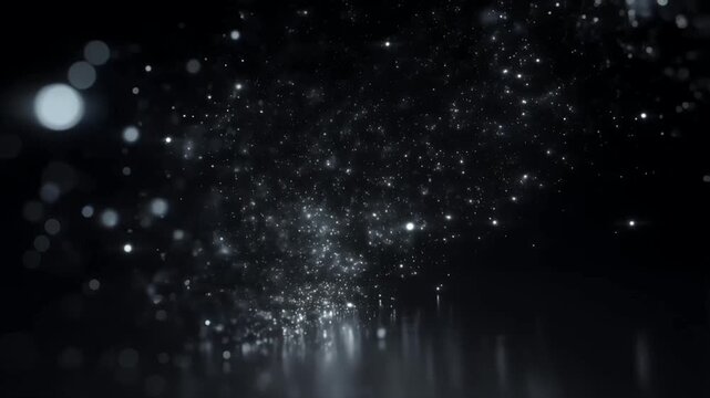 Nye Background Shimmering Silver Particles Nye Background With Glowing Bokeh Lights And Dark Atmosphere For Festive Celebration Copy Space