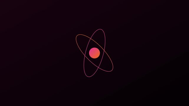 Minimalist atom model animation with gradient glow for science and technology concepts 4k physics nucleus