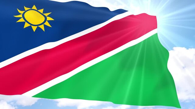 Namibia Flag Seamless Loop 4k 60fps on Sky Background
