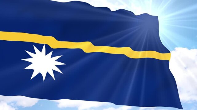Nauru Flag Seamless Loop 4k 60fps on Sky Background