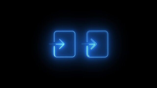 Neon Login and Logout Icon Animation &ndash; Glowing Sign In Sign Out Motion Graphic on Black Background