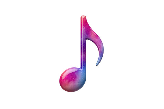 Glossy pink and purple musical note symbol