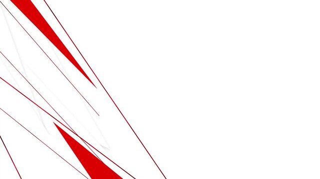 Sharp red and white geometric ribbons sweep diagonally clean bright background generous copy space. corporate presentations, news graphics, business promos, sports titles, brand intros, advertising,
