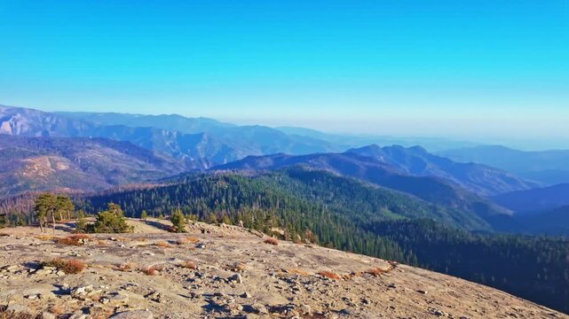 Sweeping panoramic view captures Kings Canyon National Park from the top of Big Baldy Ridge Trail