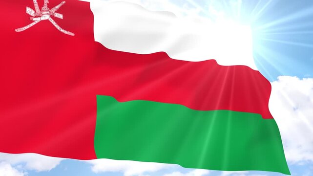 Oman Flag Seamless Loop 4k 60fps on Sky Background