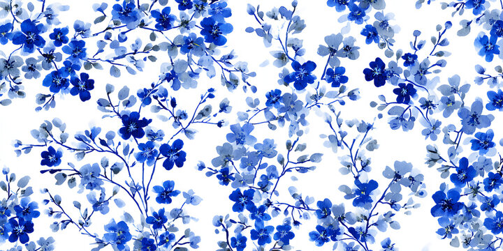 A seamless pattern with small flowers in watercolor on a white background is available as a hand drawn ditsy print for textiles, wallpaper, and fabric designs.