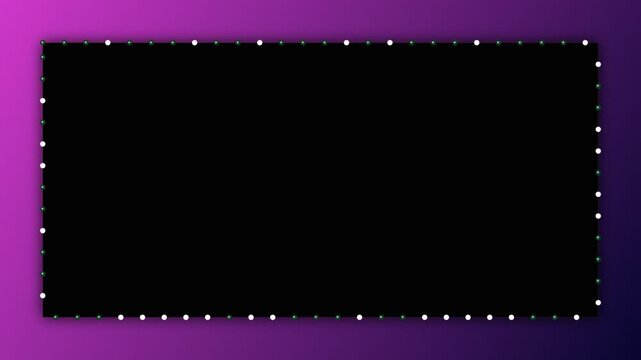 Neon glowing border frame with moving light dots