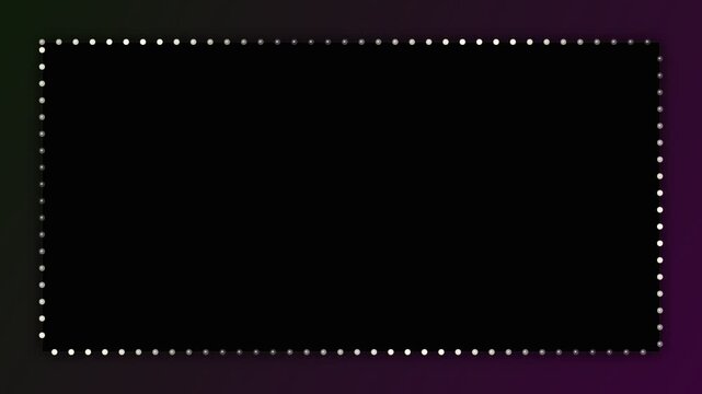 Glowing neon light frame border for video design