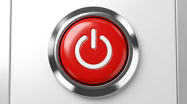 Activation button features a bold red circular design encased in a brushed silver metallic housing.