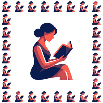 A woman reading book vector illustration