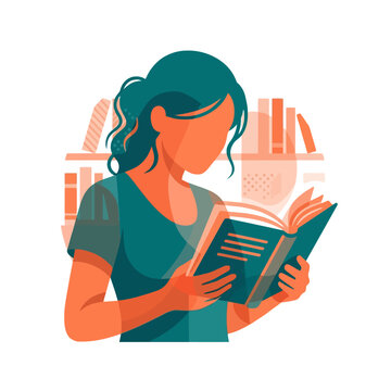 A woman reading book vector illustration