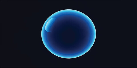 Obraz premium Abstract Blue Glass Sphere on Black Background with Transparent Crystal Reflection and 3D Vector Illustration