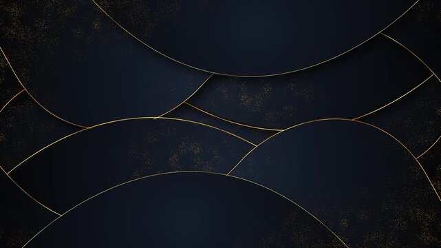 Layered navy waves fine gold outlines dotted textures refined abstract motion background. luxury branding, corporate titles, award intros, fashion promos, elegant presentations, product reveals,
