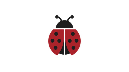 Fototapeta premium Cute Ladybug Icon Vector Illustration, Simple Ladybird Symbol Isolated on White Background, Cartoon Insect Graphic