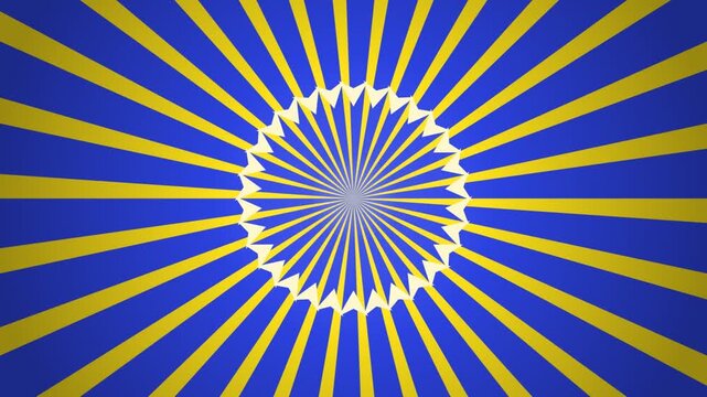 Abstract sunburst pattern with rotating gear icon