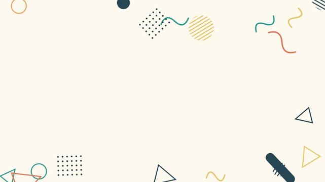 Memphis style geometric shapes motion background