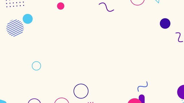Abstract memphis shapes floating motion background