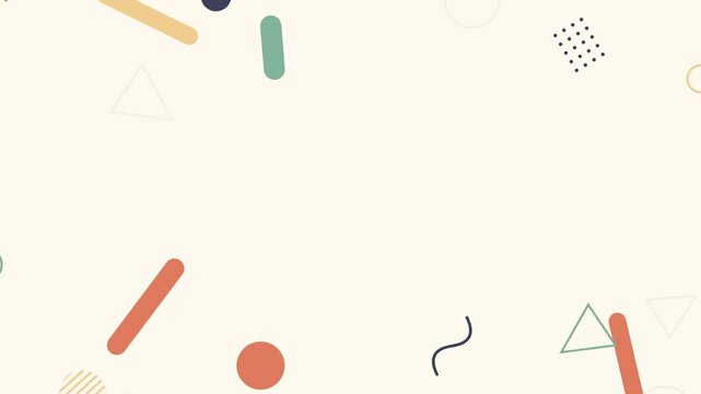 Abstract memphis shapes pattern motion background