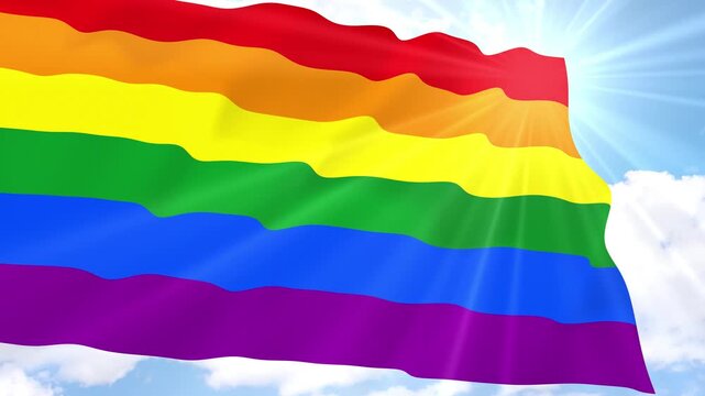 Pride Flag Seamless Loop 4k 60fps on Sky Background
