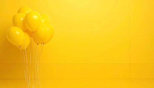 Clusters of yellow balloons on monochromatic background symbolizing simplicity, balance, and celebration design