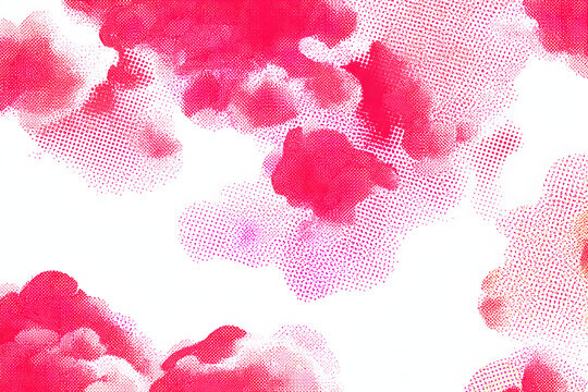 Abstract shapes resembling clouds with soft gradients and halftone dot patterns on a transparent background.