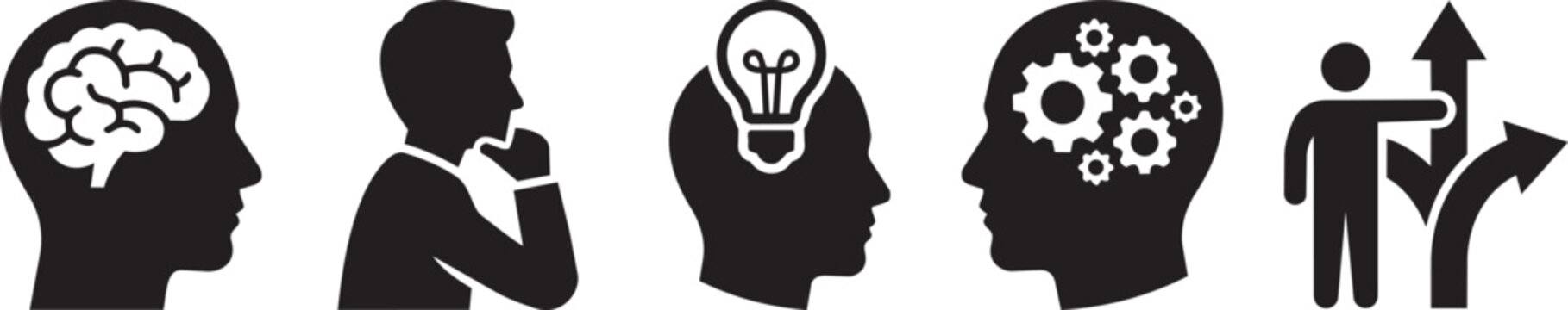 Mindset and decision making icon set