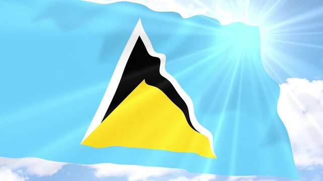 Saint Lucia Flag Seamless Loop 4k 60fps on Sky Background