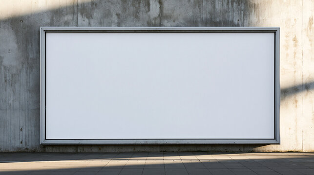Blank White Billboard on Urban Concrete Wall